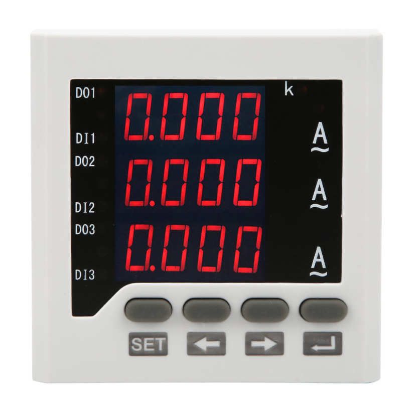 Current Meter DTM-AA72 3 Phase LED Digital Display Programmable Ammeter 5A