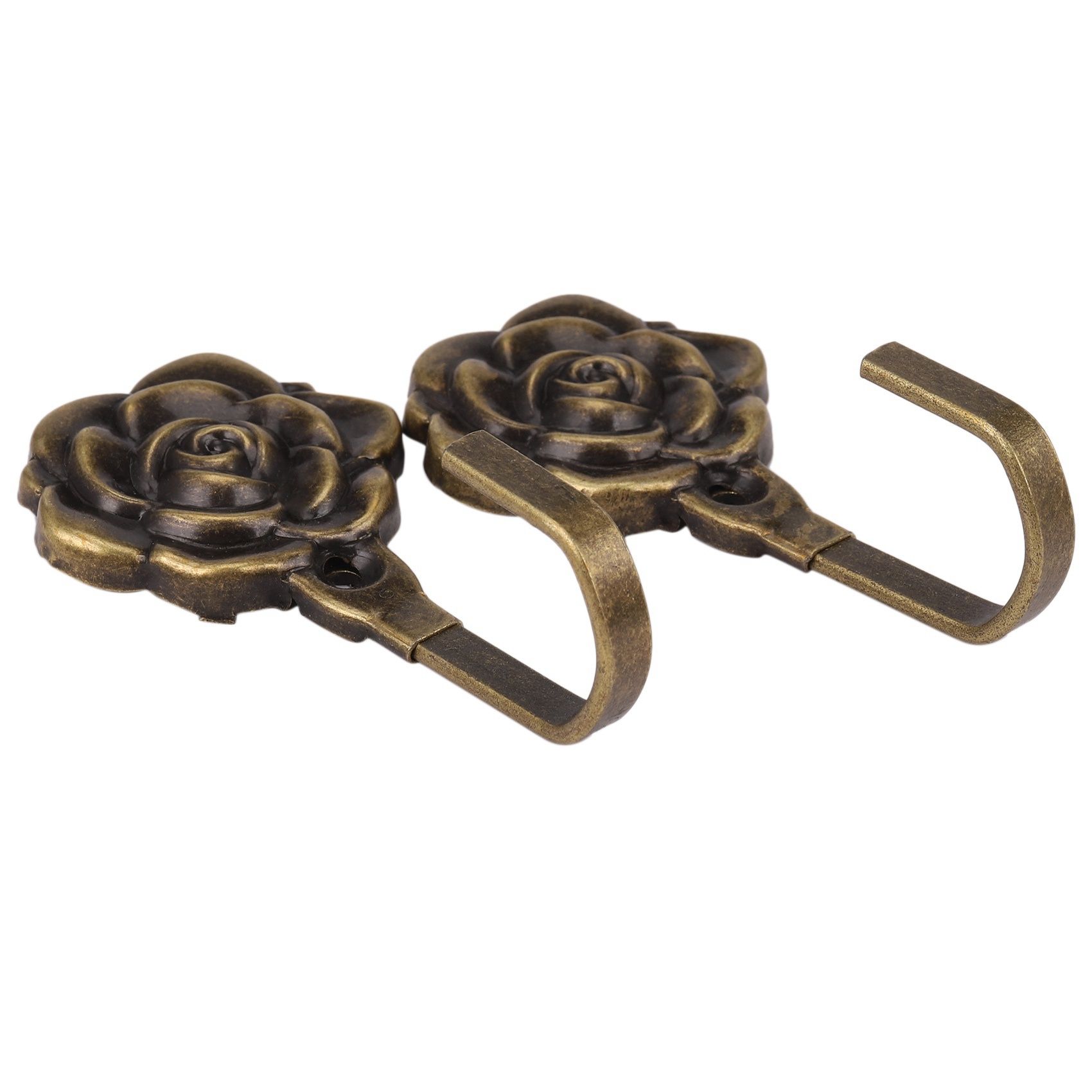 4Pcs Metal Rose Flower Curtain Tie Back Tieback Holders Wall Hooks Decor