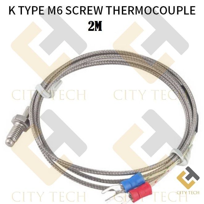 K Type Thermocouples 2 Meters Cable Probe M6 Screw For Industrial General Purpose Temperature Controller Sensor