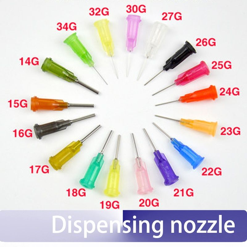 34pcs Precision Dispensing Needle Straight Screw Plastic Head Dispenser Tip Dispensing Nozzle Length 30mm