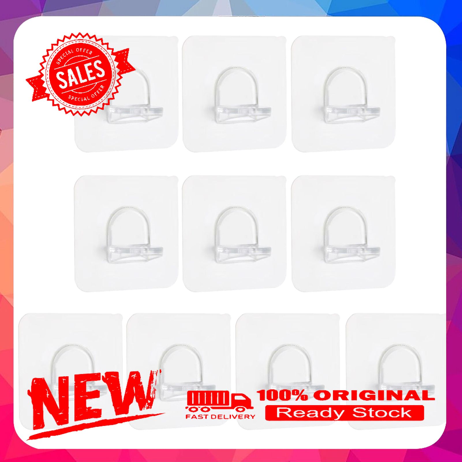 10Pcs Fixed Paste Hook Non-Perforated Good Load-Bearing Plastic Clear Shelf Support Bracket for Closet