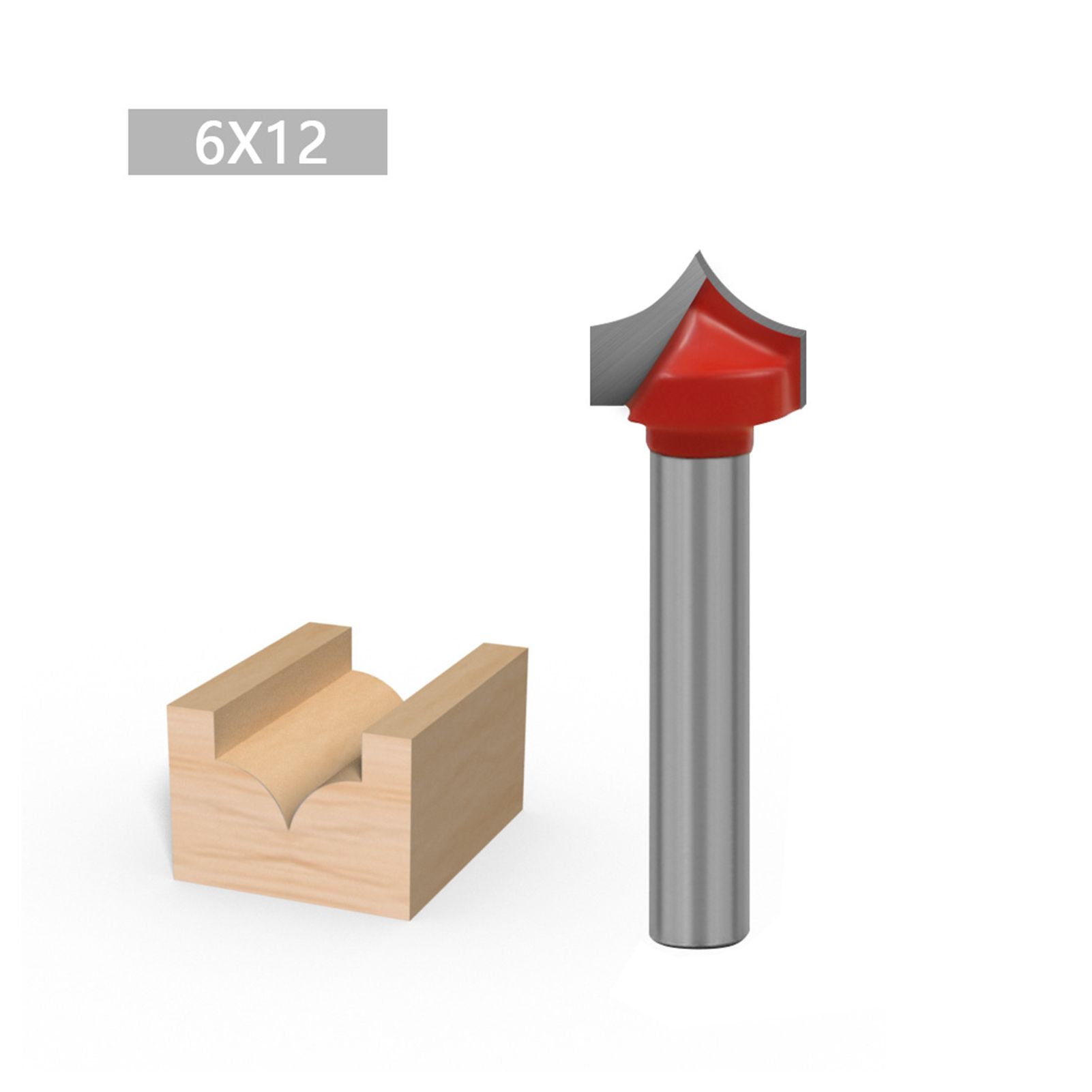 Red & 12mm Bits Groove Point Cutting Round Edge 6mm Shank 12mm Blade Diameter for Woodworking Milling Cutter Tool