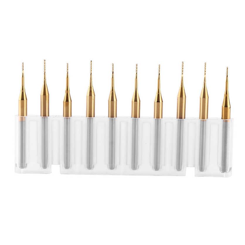 Cutting Bits 10pcs Titanium Coat Tungsten Carbide End Mill Engraving Milling Cutter 3.175mmx0.6mm