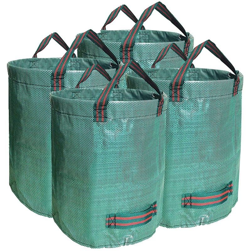 4 Pack 72 Gallons Garden Waste Bags, Reusable Yard Bags Heavy Duty Waterproof Gardening Leaf Bag with 4 Handles, Yard