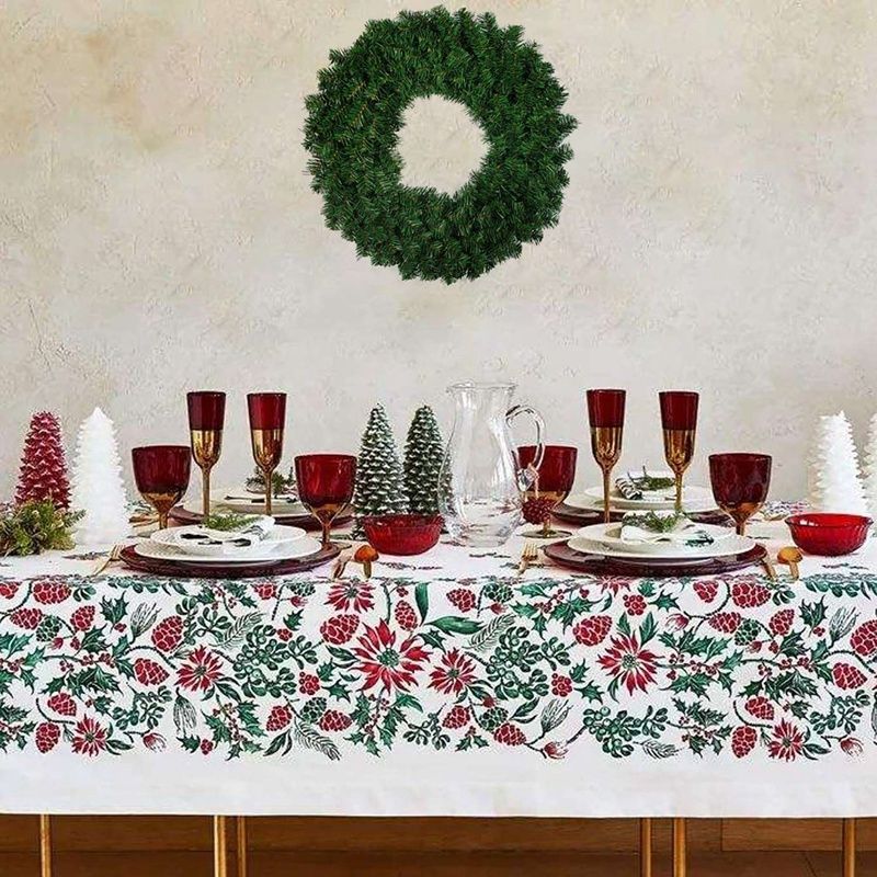 4 Pcs Green Artificial Pine Wreath for Fireplace Christmas Decoration