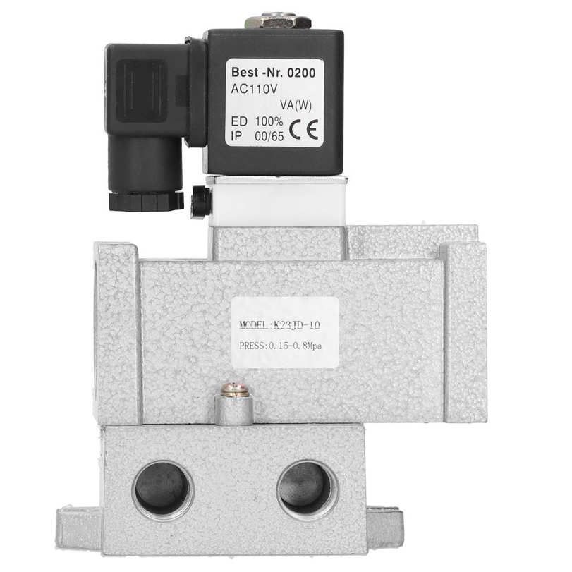 2 Position 3 Way Solenoid Valve Electric G3/8in Cut‑Off Connection Aluminum Alloy K23JD‑10