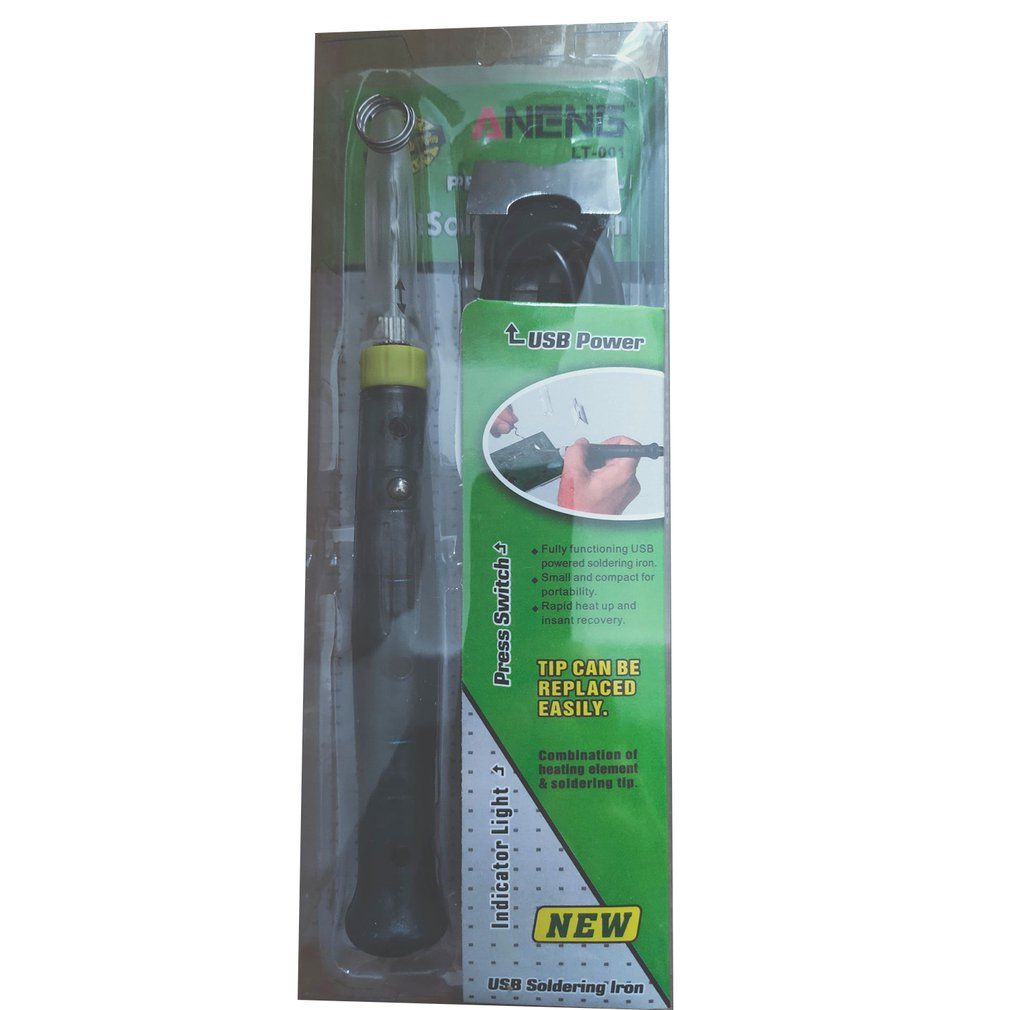 Aneng Lt001 5V 8W Portable Usb Electric Powered Adjustable Soldering Iron Tool Green