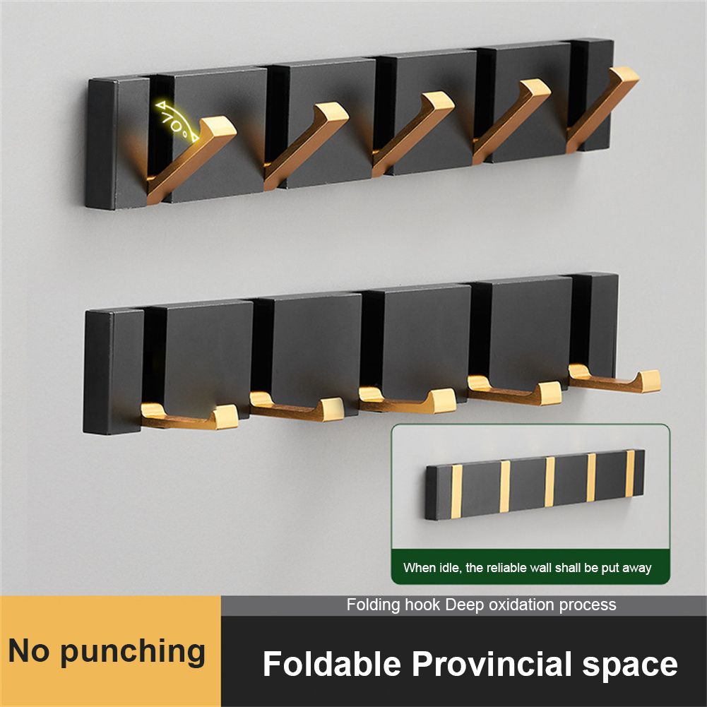 Foldable Metal Hook Wall Hanger for Bathroom Towel Key Hat Clothes Bag Wall Mounted Hook Robe Clothing Towel 6 Hooks with nice material