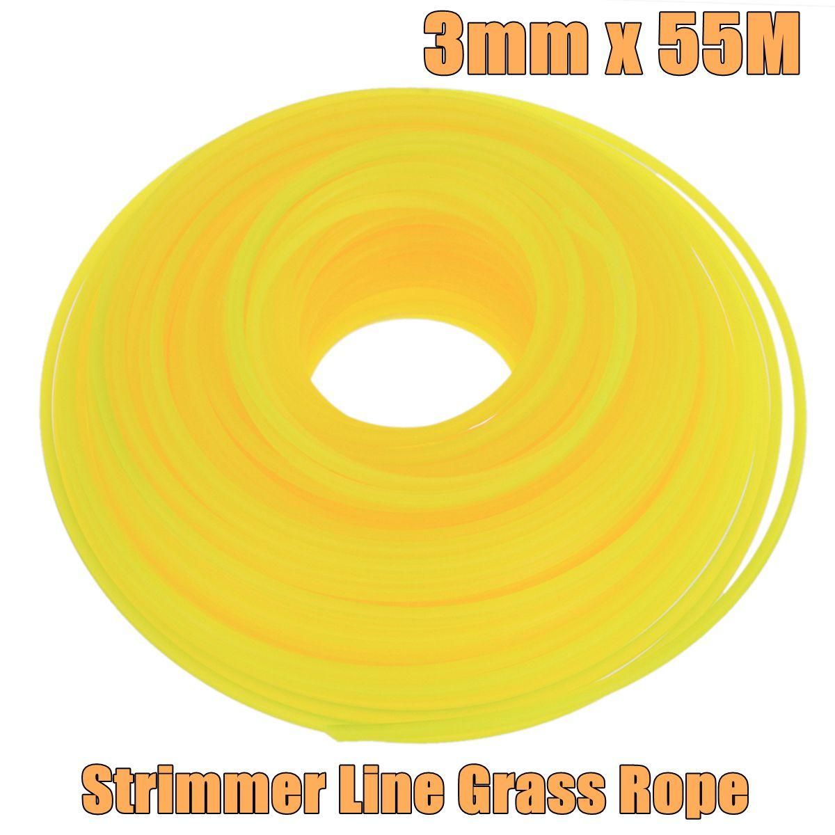 Nylon 3mm x 55Metres Square Lawn Mower Strimmer Line Grass Rope Yellow