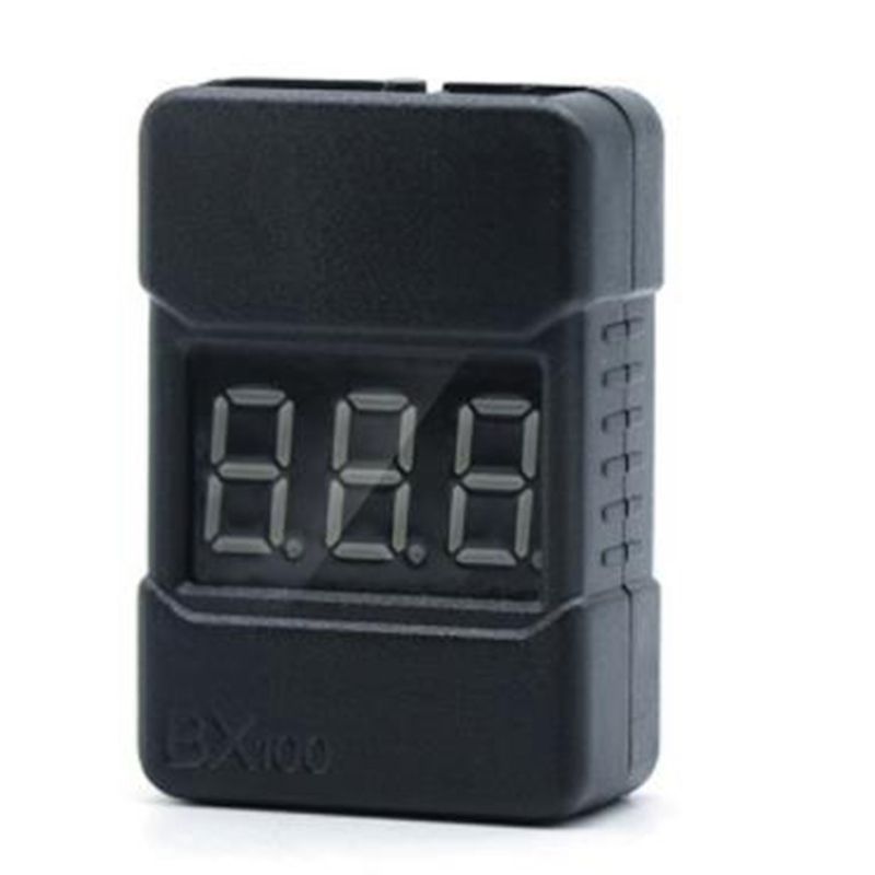 BX100 LED Display Lipo  Tester Low Voltage Buzzer Alarm with ABS Shell Super Sound Warning Checker Black