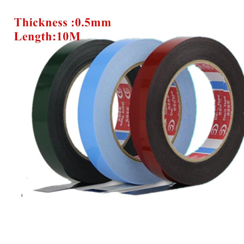 2-10mm Wide, (0.5mm Thick)10M length Double Sided Sticky Black Foam Sponge Tape for Phone Samsung HTC Screen Dust Proof Sealing