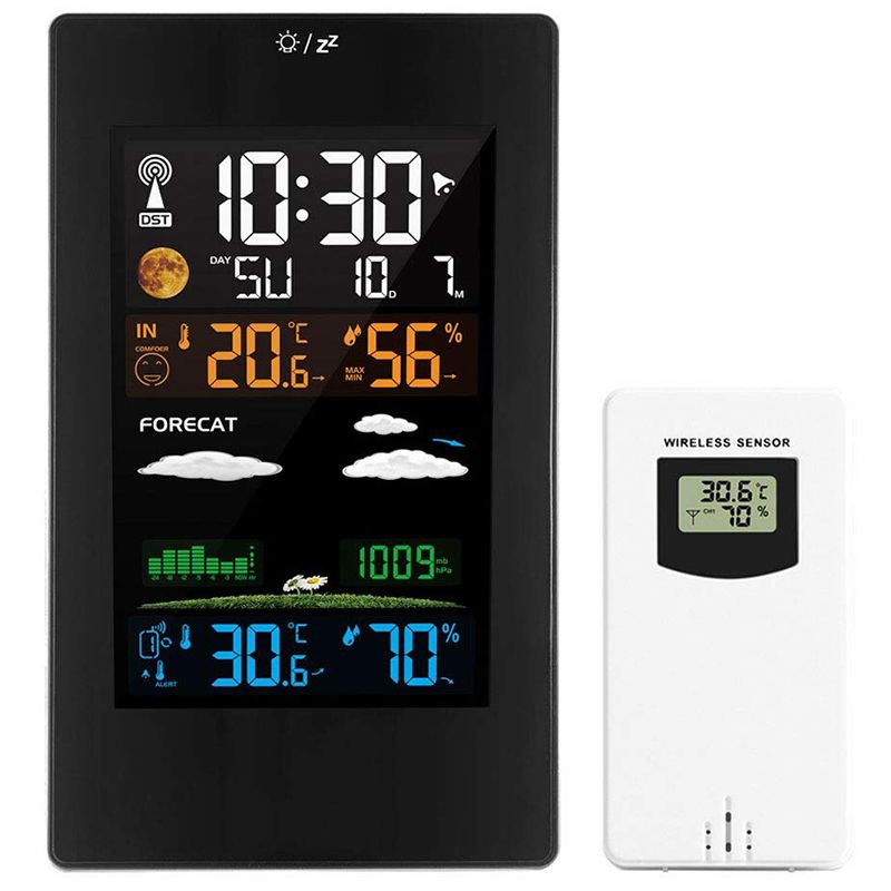 Wireless Weatr Son, Digital Forecast Son Indoor Outdoor Trmometer with Remote Sensor, Clock, Trend, Tature and Hudity