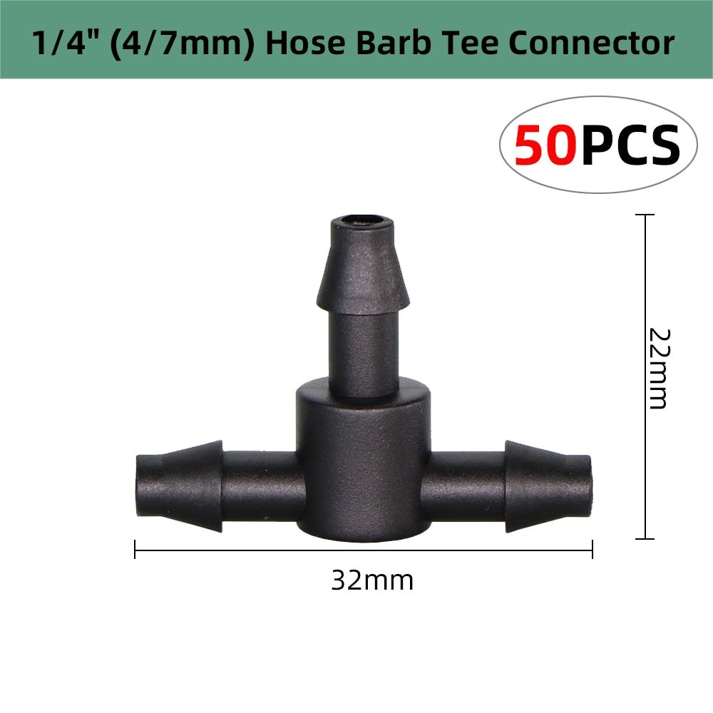Garden Irrigation 1/4" Hose Double Barb Micro Flow Drip System Straight Barbed Connector 4/7mm Tubing Coupling Dripper Fitting