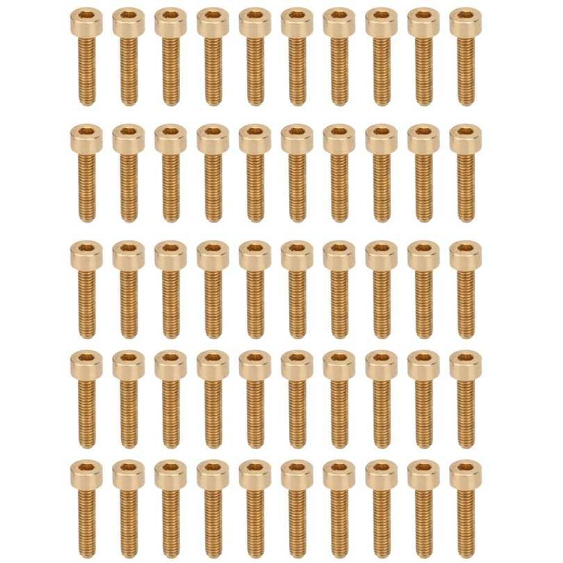 Industrial Supplies 50Pcs Cap Hex Socket Screw Copper Fastener Hardware Tools M4