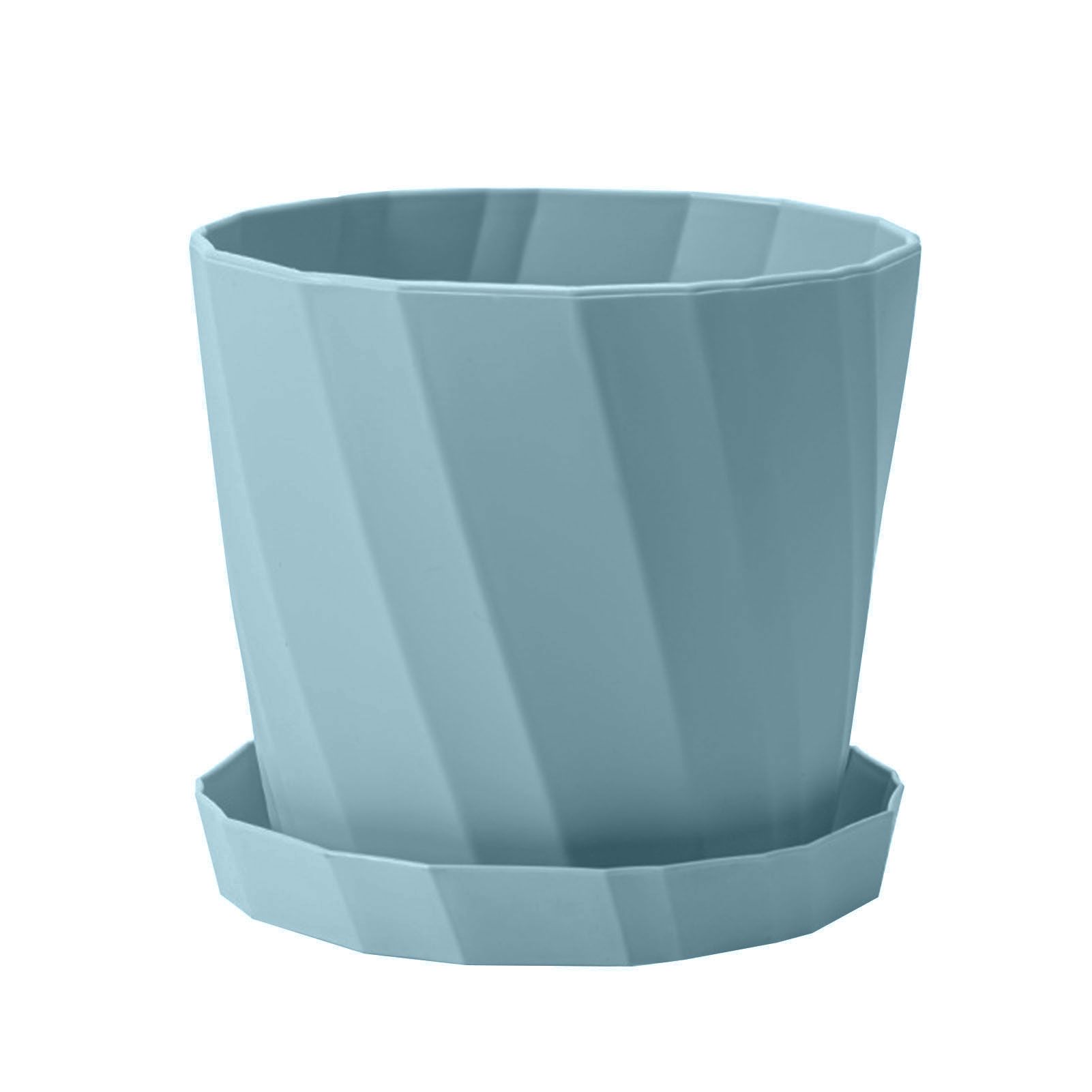 Solid Color Plastic Succulent Flowerpot with Tray Garden Home Cafe Decor
