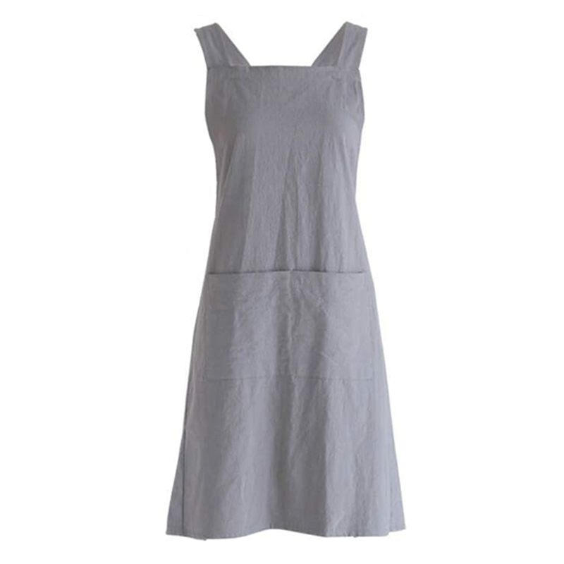 Linen Cross Back Cooking Apron Suitable for Ladies and Men with Pockets Cute Suitable for Baking Kitchen