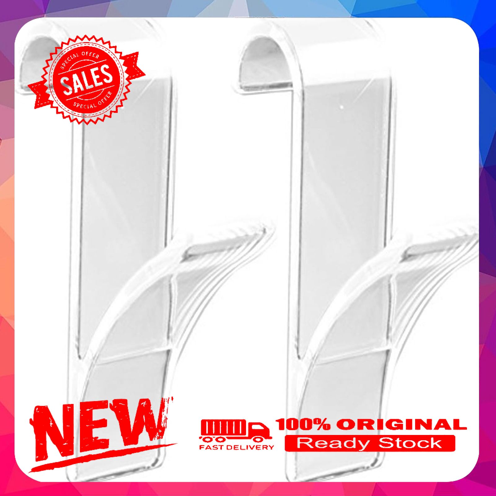 2Pcs Storage Organizer Punch Free Easy to Install Strong Bearing Clothes Hook for Towel Storage