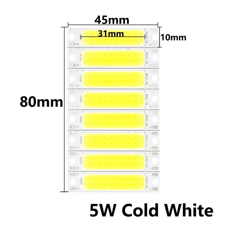 8pcs 1W 3W 5W 300mA COB LED Light C 3V 9V 12V 15V 17V For  Wall  Lamps lights LED Tube DIY
