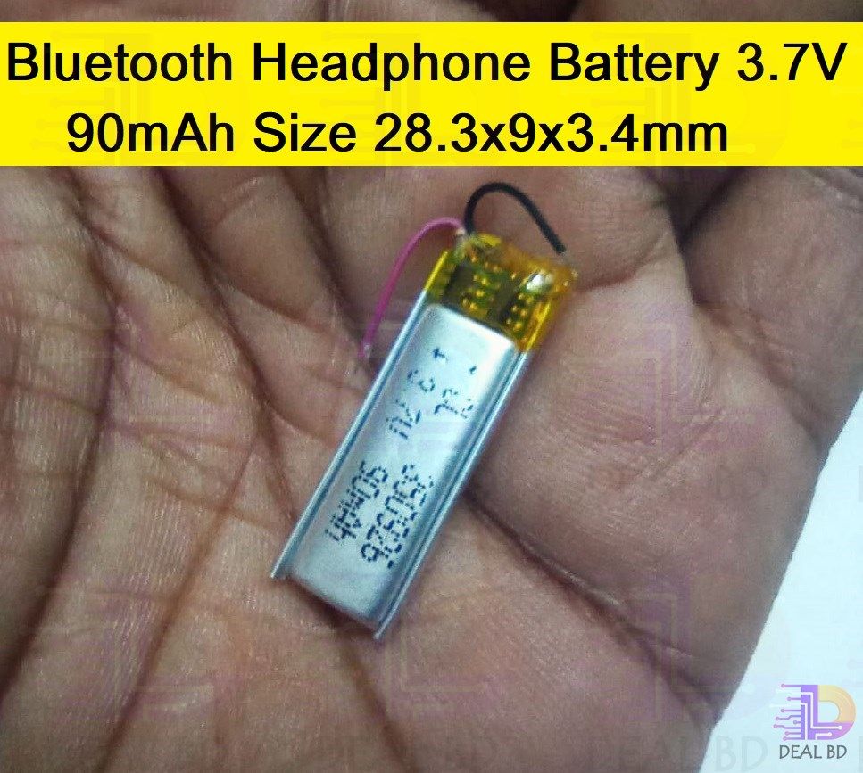 Bluetooth Headphone Battery 3.7V 90mAh Size 28.3x9x3.4mm Lithium Polymer Rechargeable Lipo Battery For Bluetooth Headset Earphone Battery Smart Watch MP3