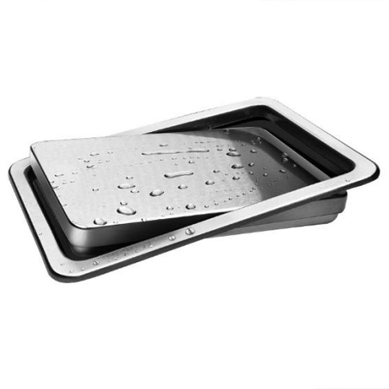 Stainless Steel Garbage Flap Lid Trash Bin Cover Flush Built-in Balance Swing Flap Garbage Lid for Kitchen Counter Top A