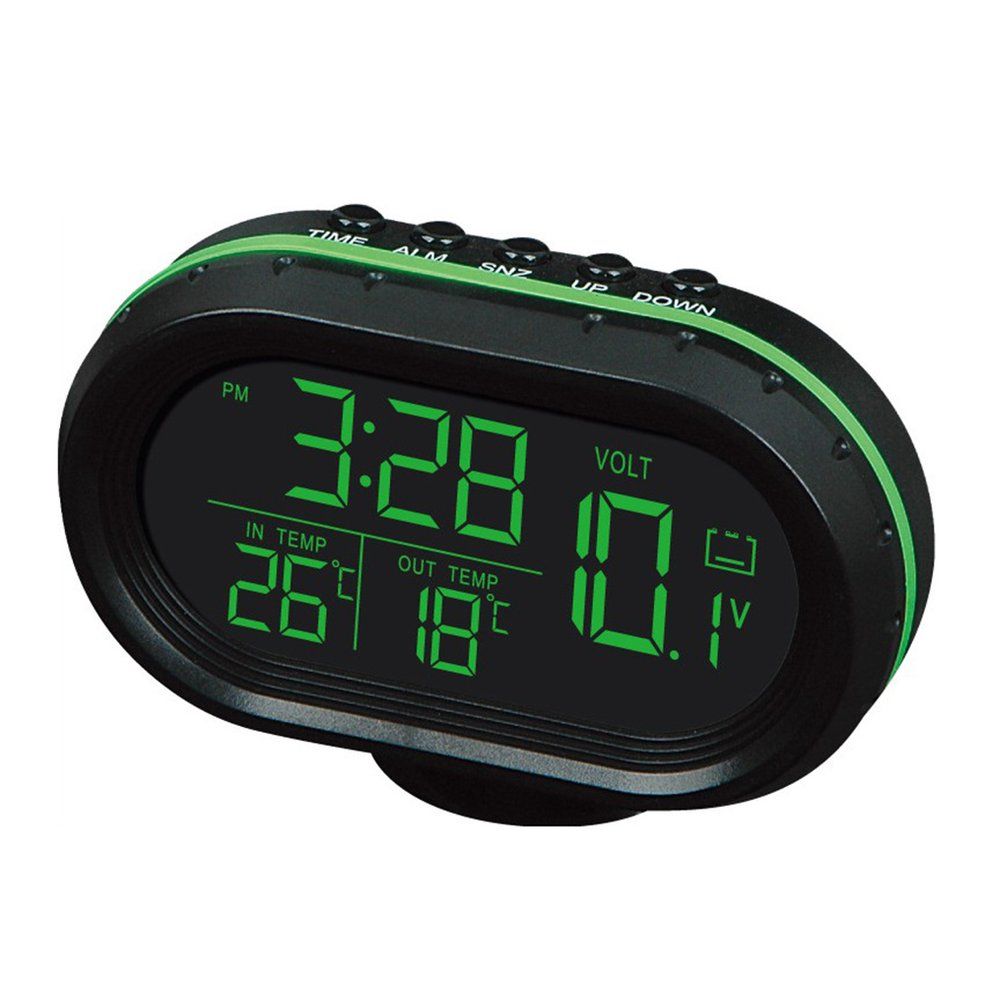 MA Car Temperature Clock Voltmeter Car Thermometer Electronic Clock Night Light