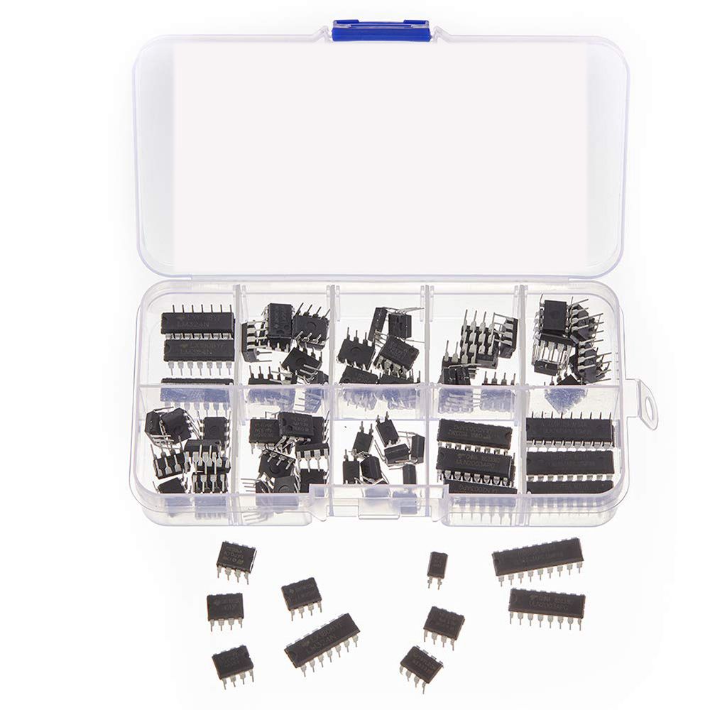 85Pcs 10 Types Integrated Circuit Chip IC Chips Assortment Kit Opamp Single Precision Timer Pwm LM324 LM358 LM386 LM393