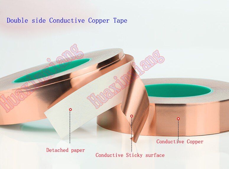 Double Sided/Side Conductive Copper Foil Tape EMI Electromagnetic Shielding 5MM/8MM/10MM/15MM/20MM/25MM/30MM