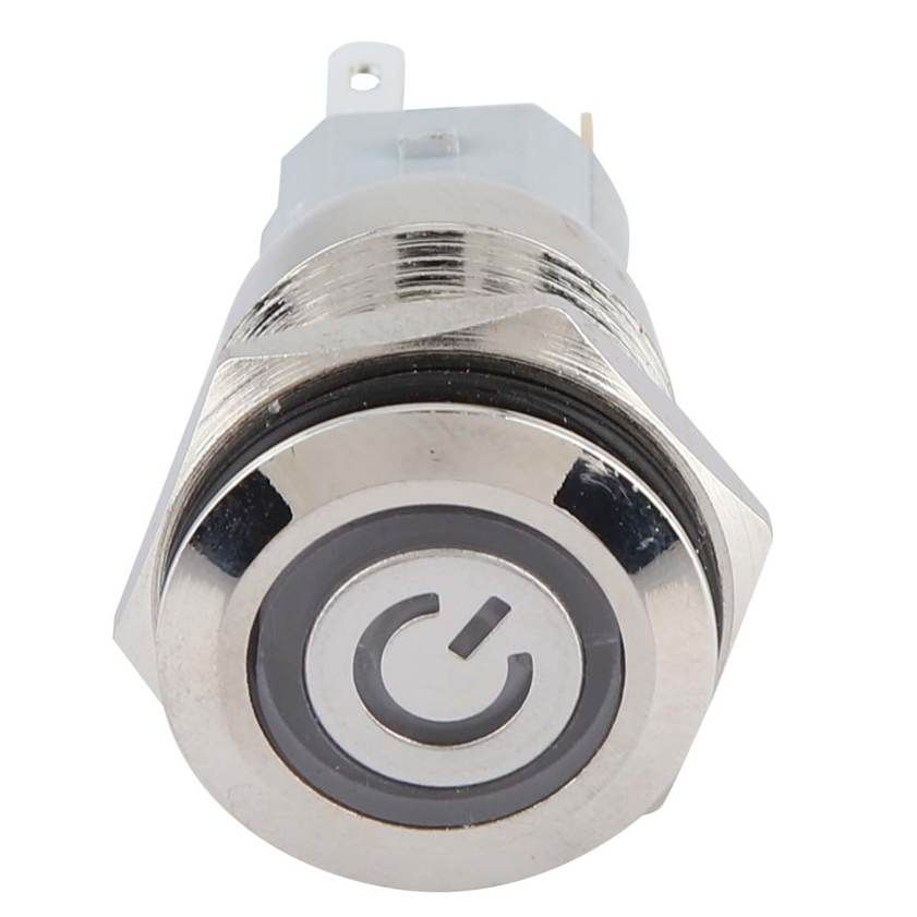 40pcs 16mm Self-Locking Metal Push Button Switch Flat Head 24V LED Light 5 Pin