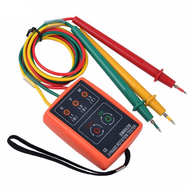 2X 3 Phase Sequence Rotation Tester Indicator Detector Meter LED Buzzer with Portable Pouch TD-LED02