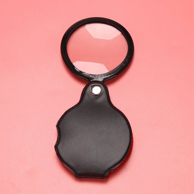 NAMUNY 2Pcs 5X Glass Lens Pocket Magnifier with Leather Pouch Folding Magnifying Tool