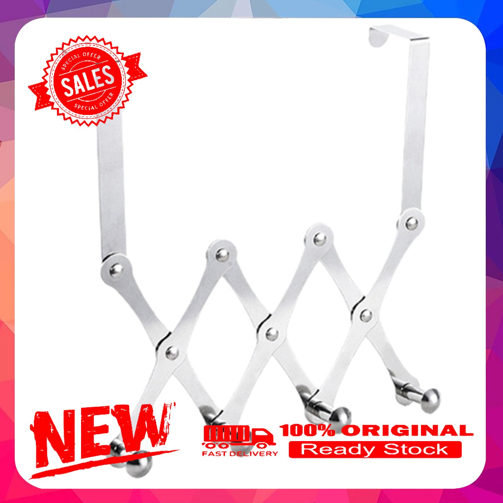Hat Organizer Punch Free Anti-deform Stainless Steel Metal Clothes Organizer Hook for Home