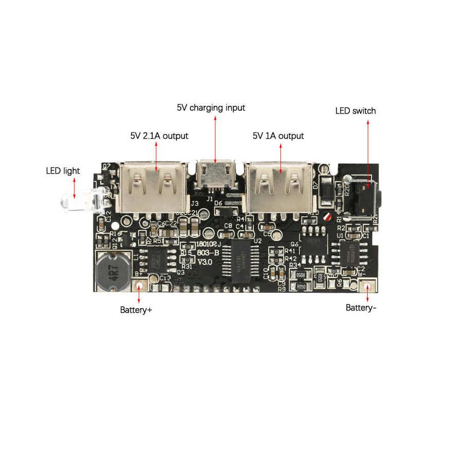 Dual USB 5V 1A 2.1A 18650 Lithium Batery Charger Module LCD Display