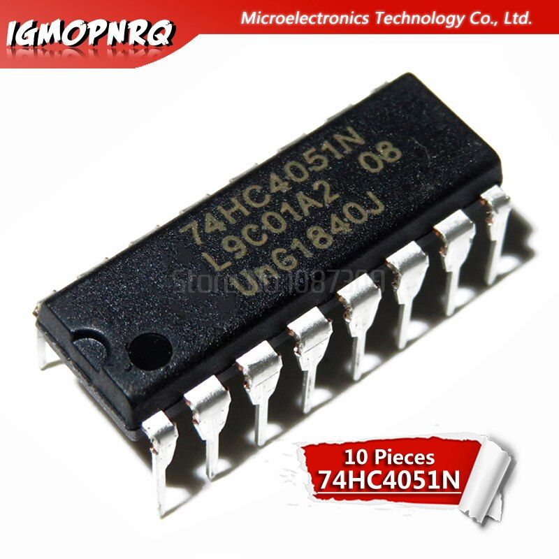 10pcs 74HC4051N 74HC4051 SN74HC4051N DIP-16 Multiplexer Switch ICs 8-CHANNEL MUX/DEMUX