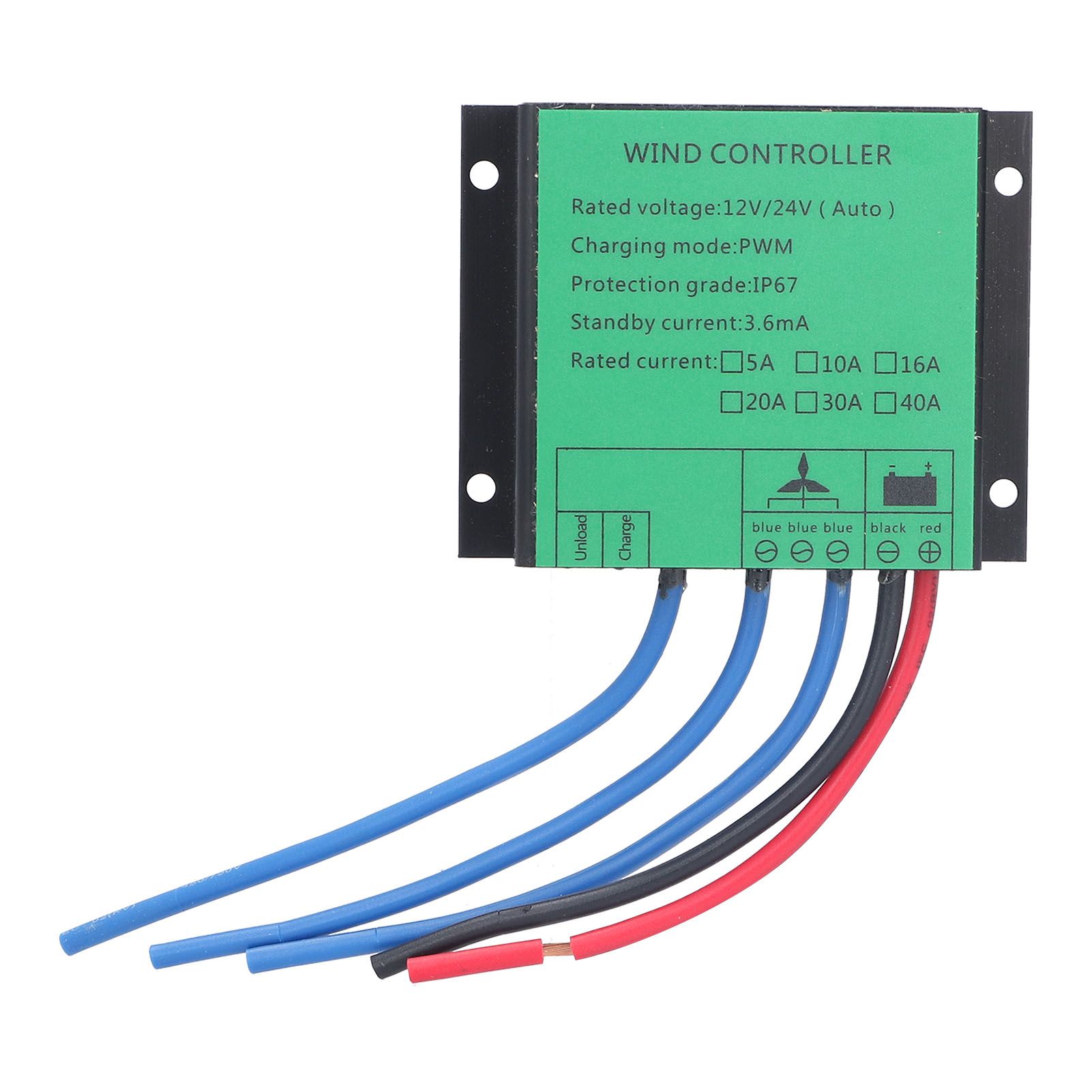 5A/10A/16A/20A/30A/40A Wind Turbine Low Voltage Controller PWM 100W‑400W 12V/24V