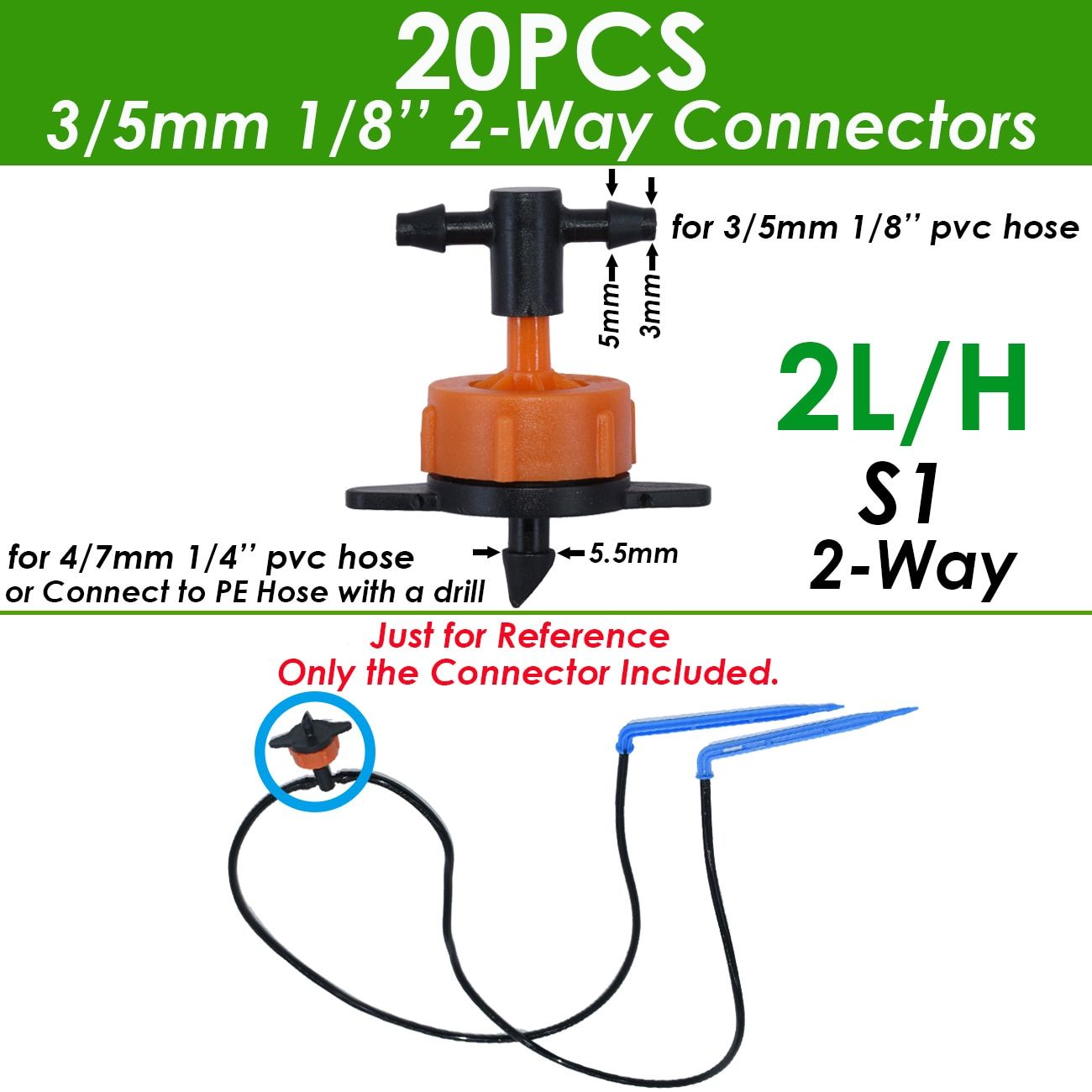 Garden 1/8" Drip Irrigation Sprinkler 4 Way Water Pipe Connector 4/7mm To 3/5mm Hose Bend Arrow Emitter Dripper Watering Fitting