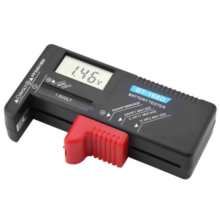 LCD Digital Display AA/AAA/C/D/9V/1.5V Button Cell Volt Tester BT-168D