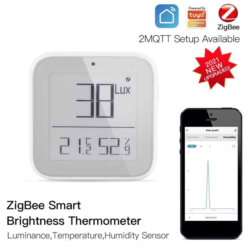 Tuya Zigbee Smart Brightness Thermometer Light Sensitive Temperature and Humidity Detector ZigBee gateway hub is a must