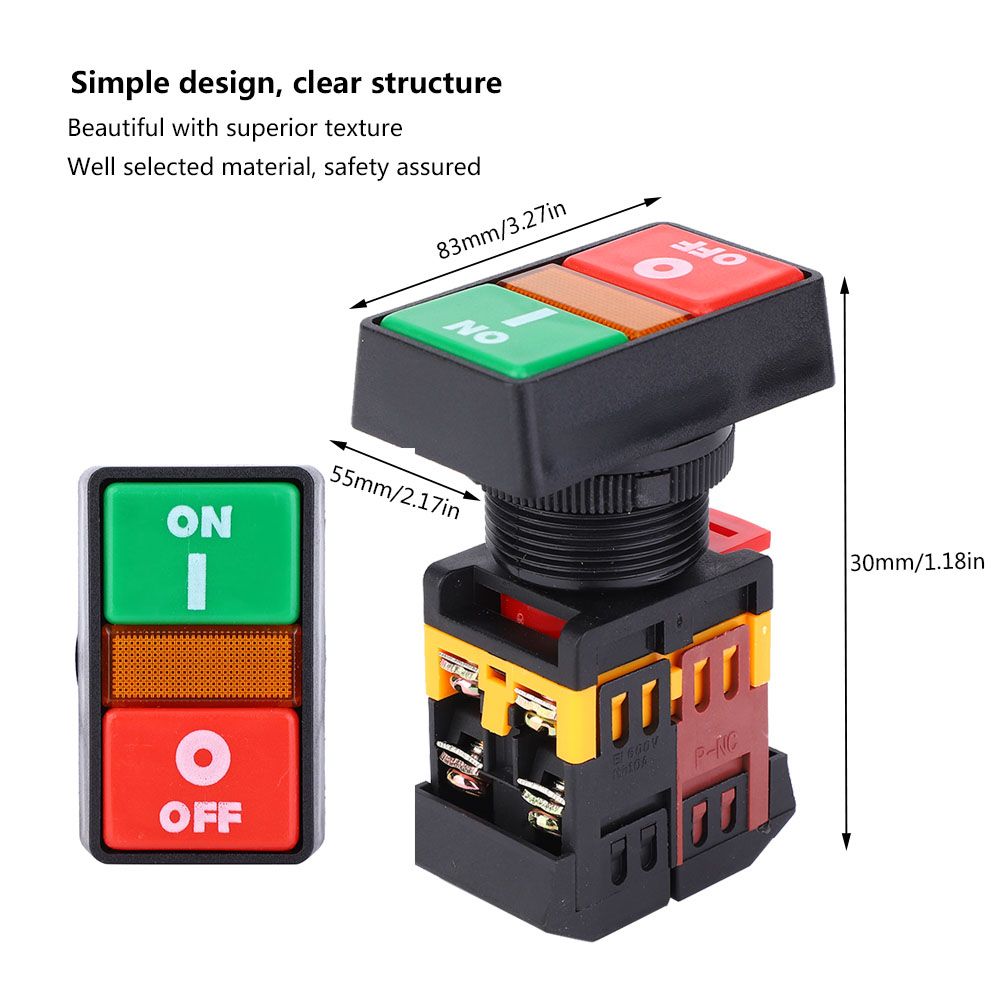 Button On-Off PPBB-30N Double Push-Button Switch with LED Light Momentary
