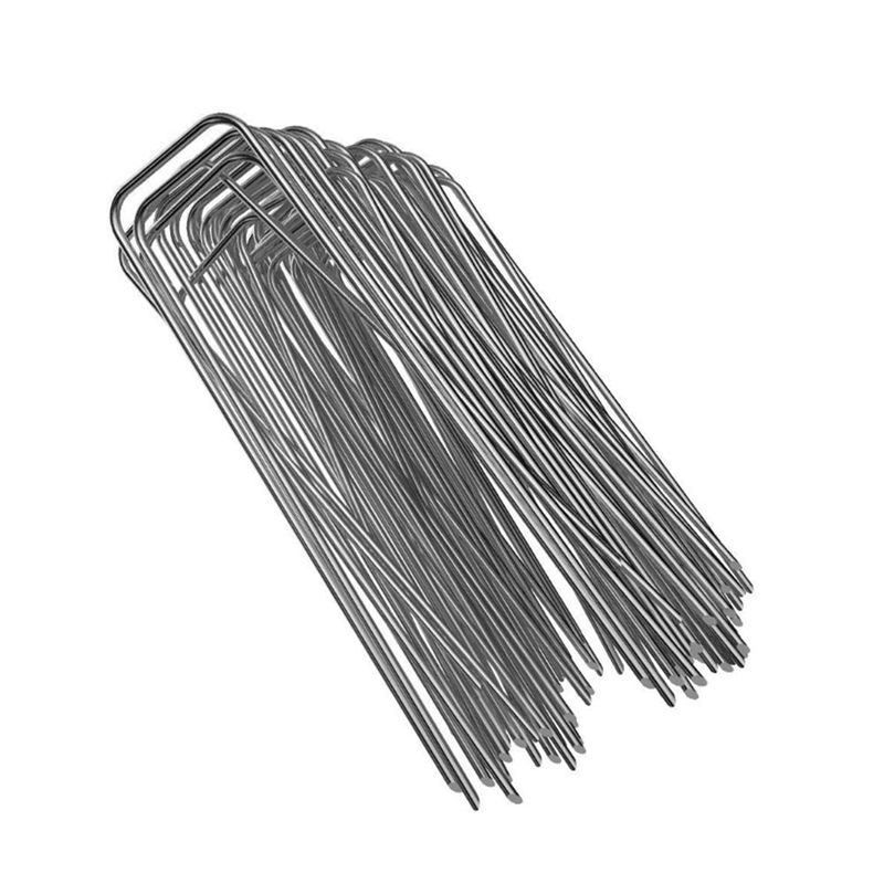 100Pcs Heavy Duty U Shape Gauge Galvanized Steel Garden Stakes Staple Securing Pegs for Securing Fabric Landscape Fabric Netting