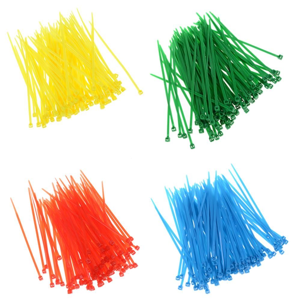 TEHE 100pcs 3x100mm Nylon Plastic Colourful Cable Wire Organiser Zip Tie Cord Strap