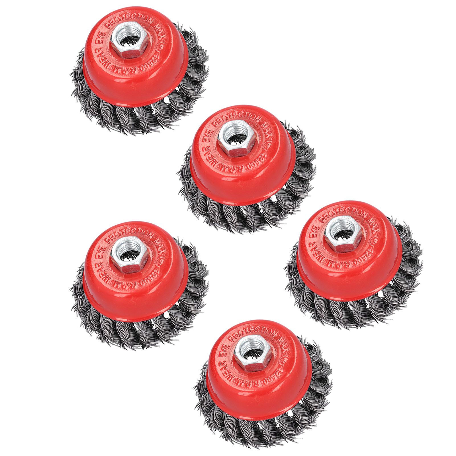 5pcs 3" Steel Wire Brush Flat Brass Cup Wheel