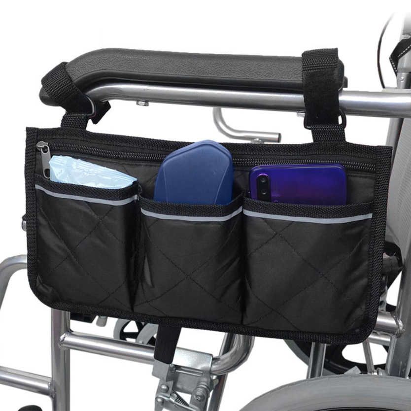 Multiple Pockets Large Capacity Wheelchair Armrest Side Bag Storage Organizer