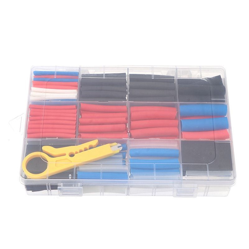 285 Pcs Boxed 3:1 Double Wall Tube Insulated Tube Waterproof Wire Heat Shrinkable Tube Set + Wire Stripper
