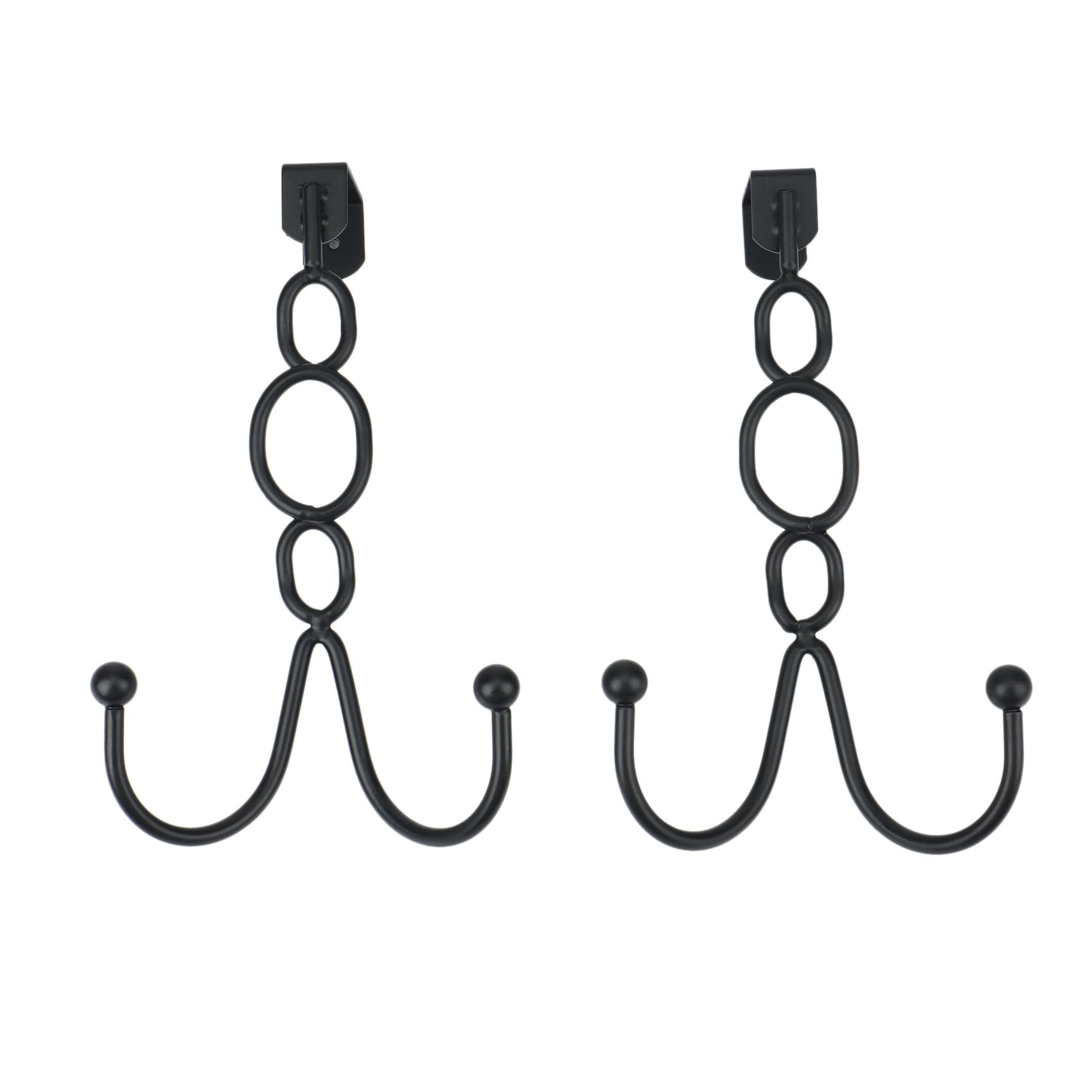 2 Pack over the Door Hook Black over Door Towels Hooks Heavy Duty over Door Double Hooks for Hanging Towels,Clothes,Hats