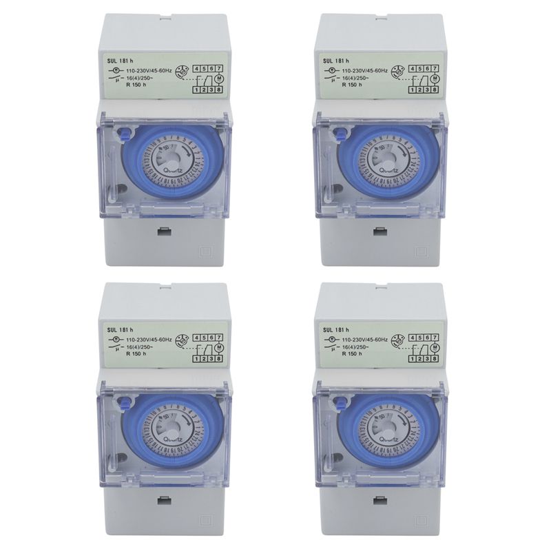 4X SUL181H Mechanical Timer 24 Hours Time Switch Relay Electrical Programmable Timer 24 Hour Din Rail Timer Switch