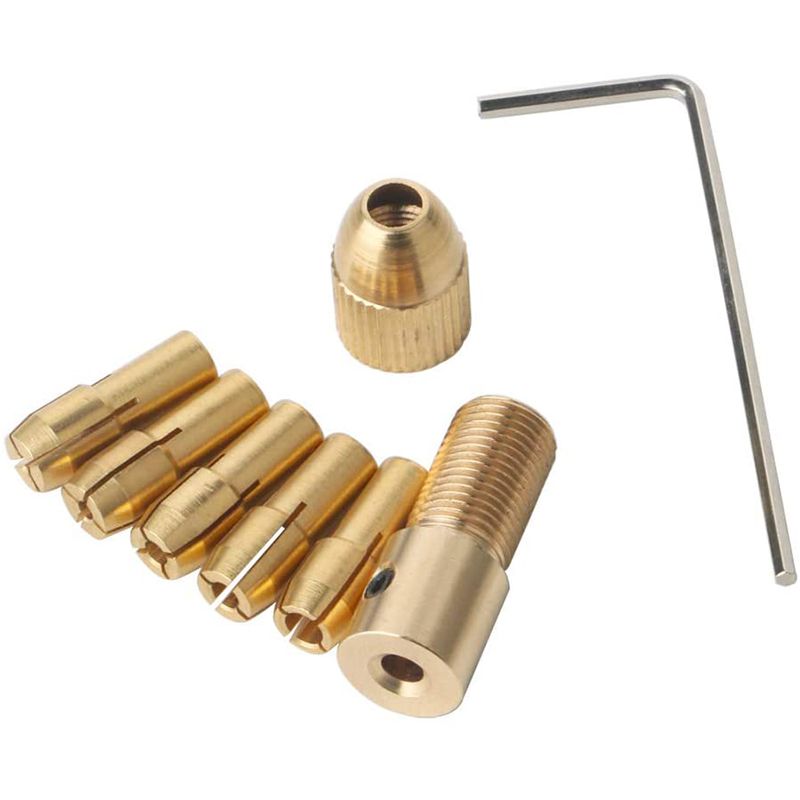 9 Pieces 0.5-3mm Drill Chuck Collets Set with 3.17mm Chuck Clamp for Drill Folder Copper Cap Axis Drill Collet Tool Kit