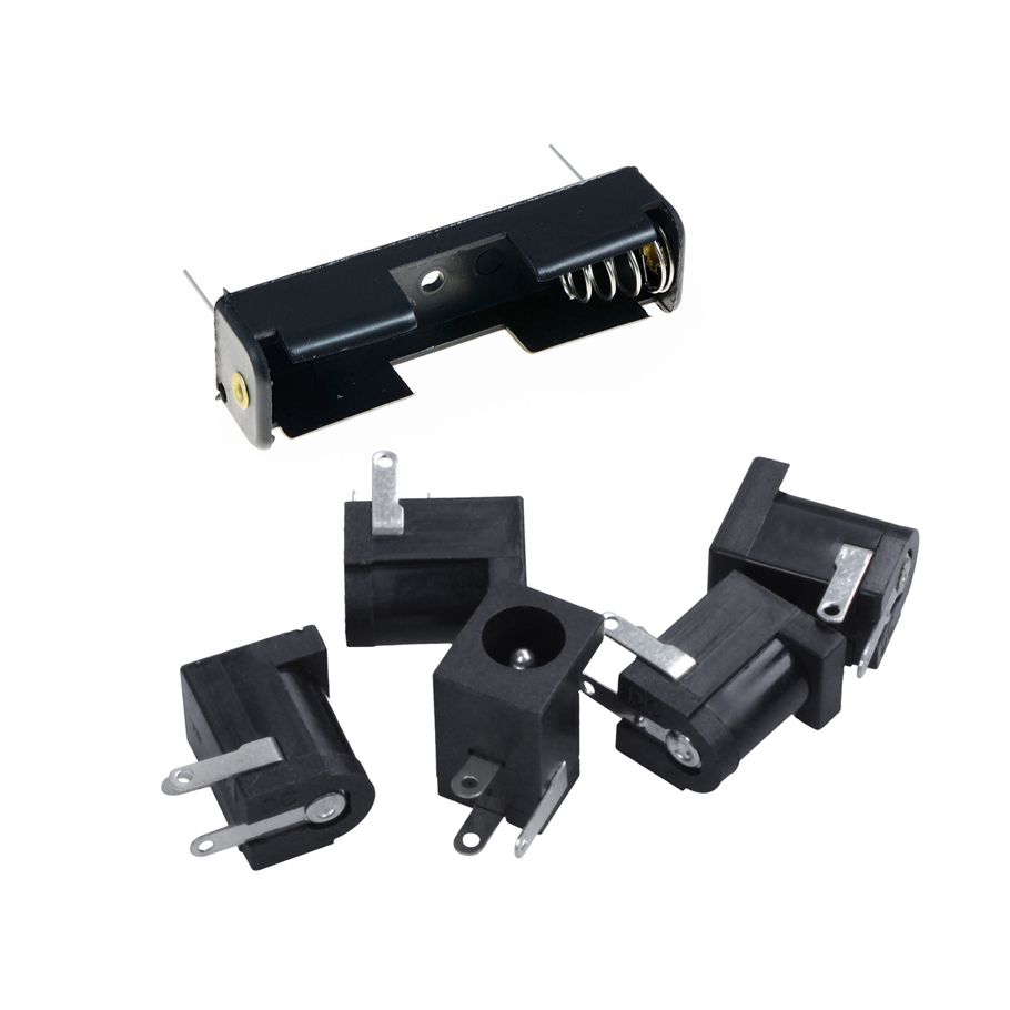 5Pcs DC  Jack Socket Female Panel Mount Connector & 5Pcs AA/1.5V/PP3  Holder/Connector with Switch