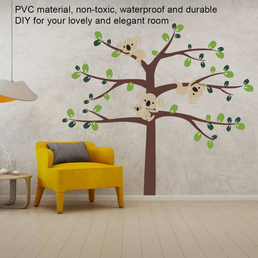 Cute Cartoon Koala and Removable Wall Sticker Stylish Living Room Paper Decoration