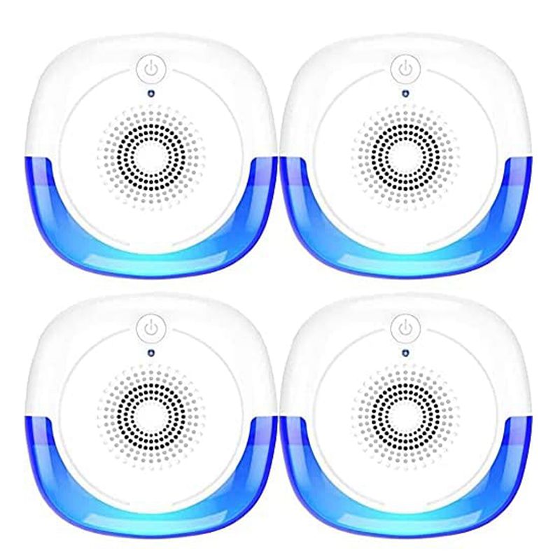 4Pcs Ultrasonic Pest Repellent, Electric Bug Repeller Plug In, Indoor Upgraded Insects Control Square Shape UK Plug