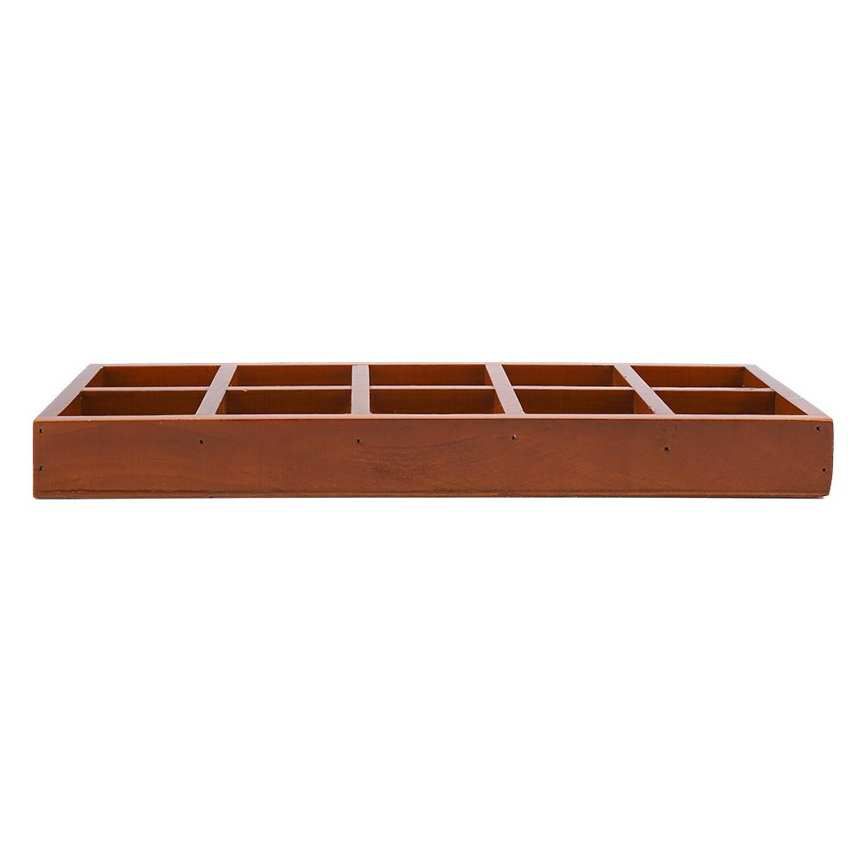 Wooden Succulent Storage Box 10 Slots Multifunctional Organizer for Potted Makeup